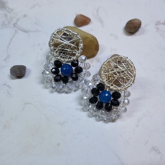 NEW handmade crystal and silver plated earrings - Picture 4 of 5